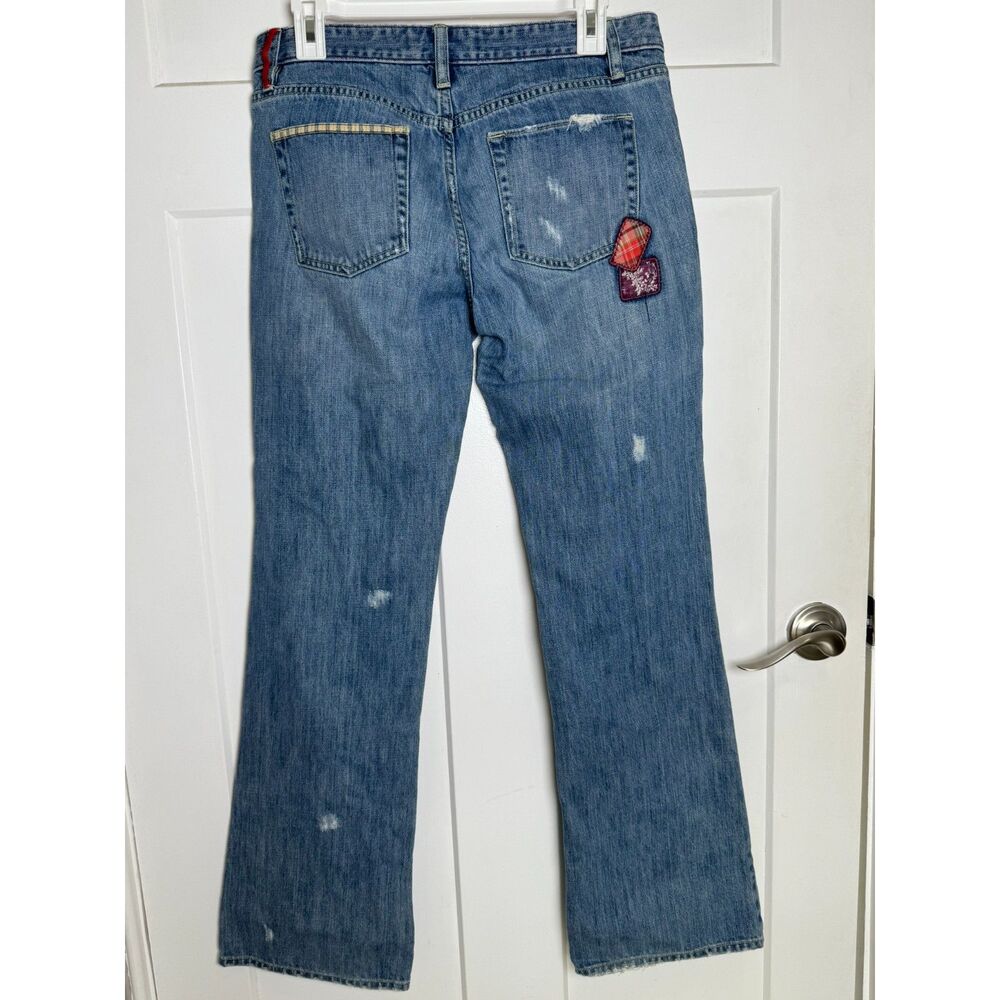 Old Navy Women's Size 6 Patchwork Low Rise Bootcut Jeans Distressed Y2K Denim - Picture 7 of 11
